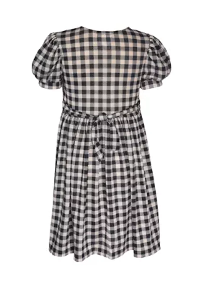 Girls 7-16 Metallic Checkered Dress