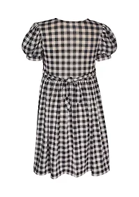Girls 7-16 Metallic Checkered Dress