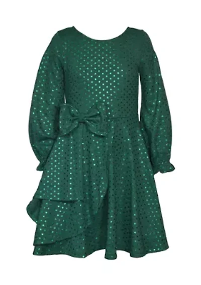 Girls 7-16 Long Sleeve Polka Dot Dress