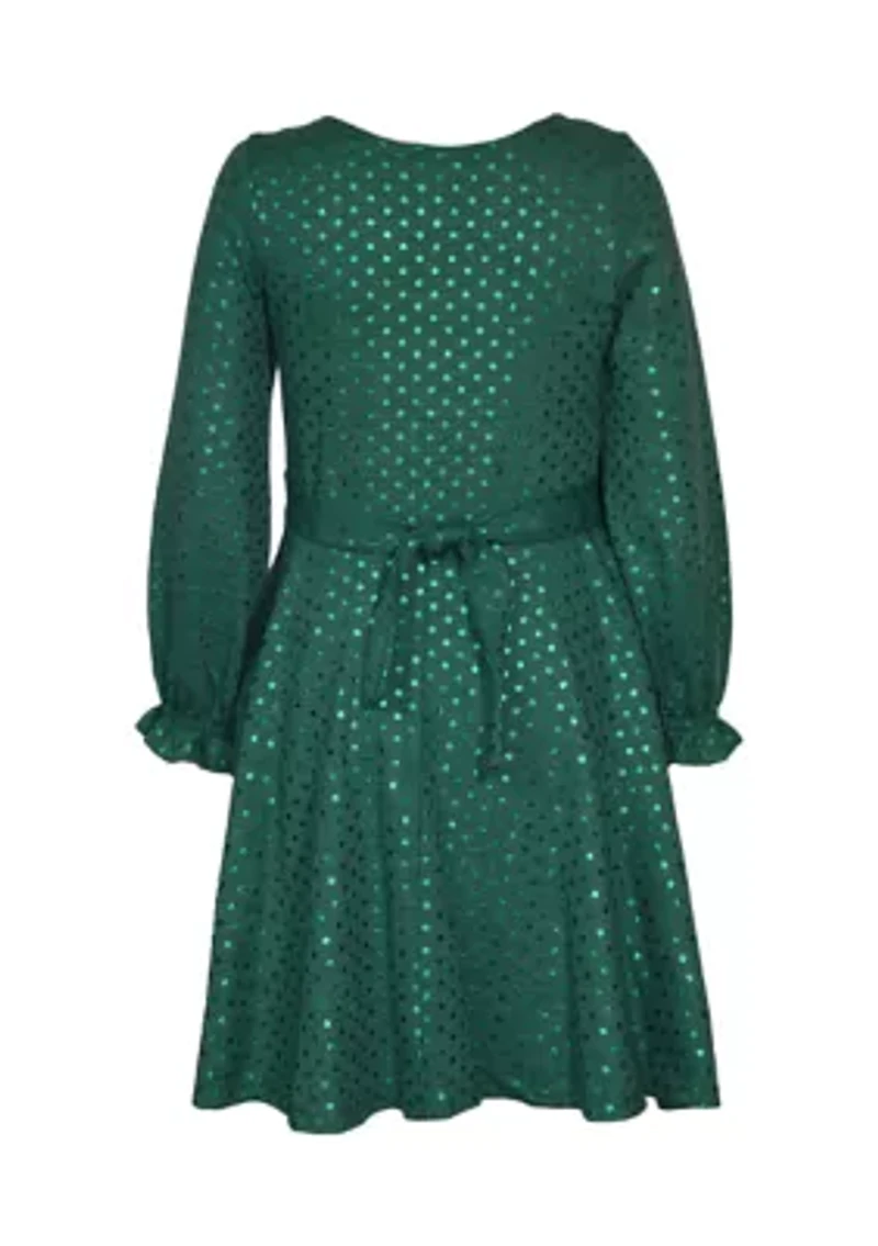 Girls 7-16 Long Sleeve Polka Dot Dress