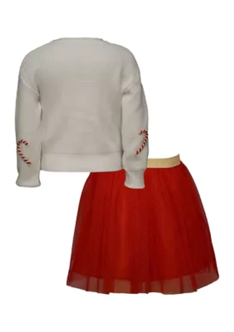 Girls 7-16 Candy Cane Skirt Set