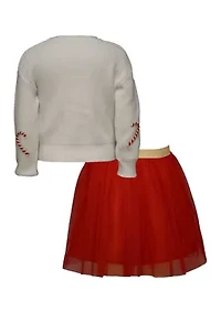 Girls 7-16 Candy Cane Skirt Set
