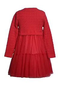 Girls 7-16 Red Popover Sweater Tulle Dress