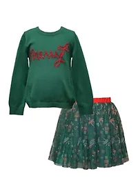 Girls 7-16 Merry Skirt Set