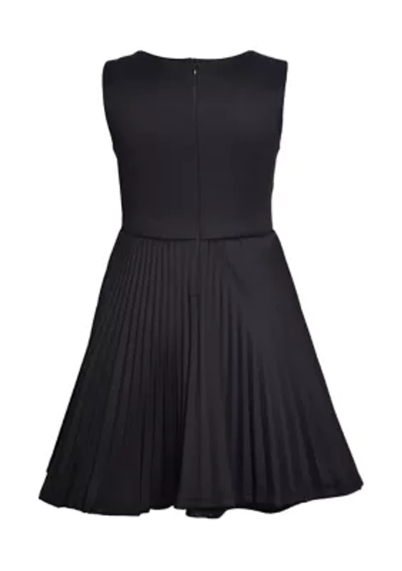 Girls 7-16 Scuba Pleated Skater Dress