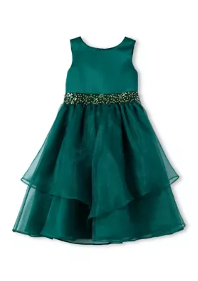Girls 7-16 Beaded Waist Organza Dress