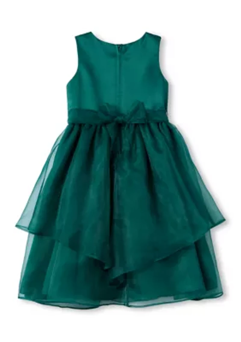 Girls 7-16 Beaded Waist Organza Dress