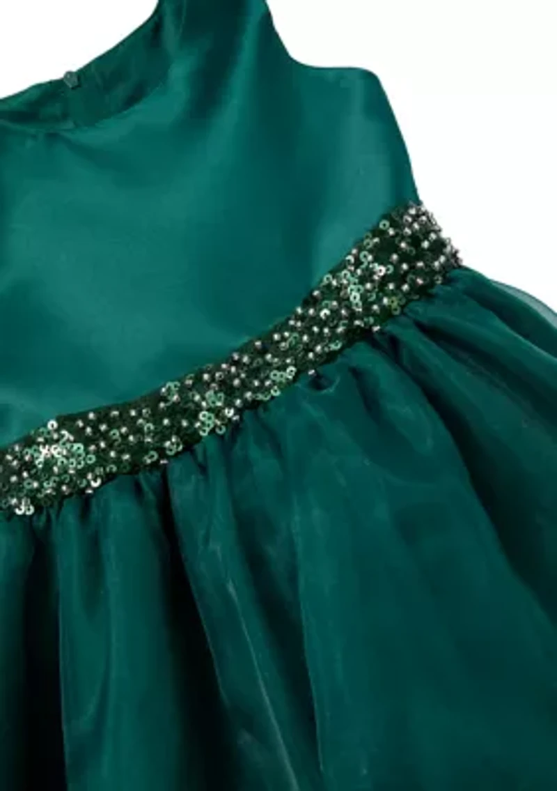 Girls 7-16 Beaded Waist Organza Dress