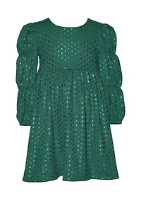 Girls 7-16 Green Shimmer Dress