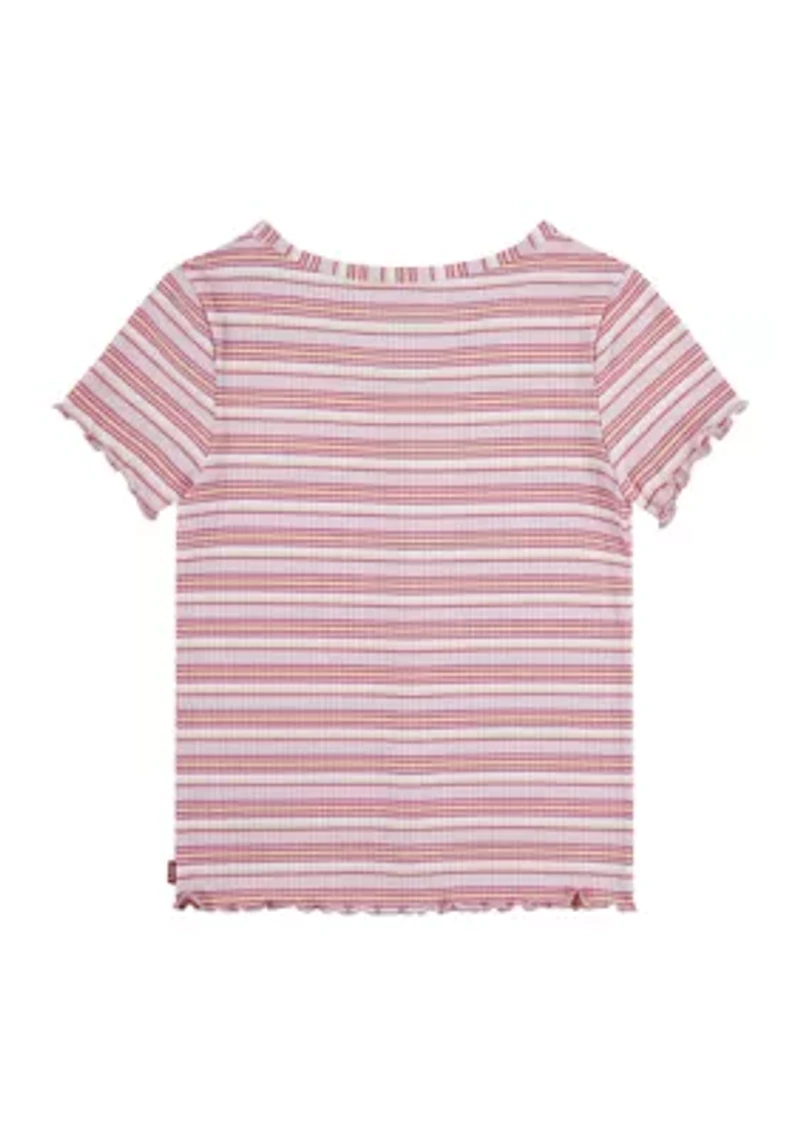 Girls 4-6x Short Sleeve Striped Meet and Greet Top