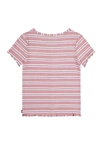 Girls 4-6x Short Sleeve Striped Meet and Greet Top