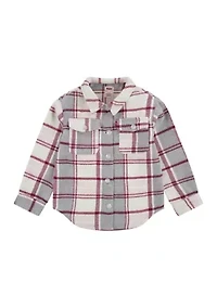 Girls 4-6x Oversized Plaid Printed Shirt