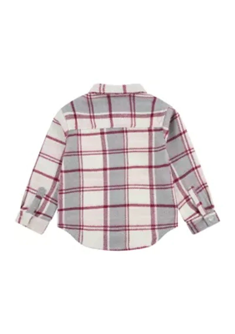 Girls 4-6x Oversized Plaid Printed Shirt
