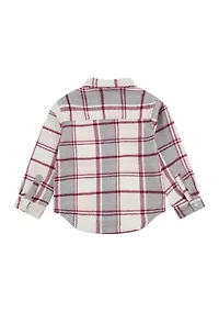 Girls 4-6x Oversized Plaid Printed Shirt