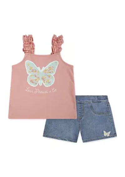 Girls 4-6x Ruffle Strap Tank Top and Shorts Set