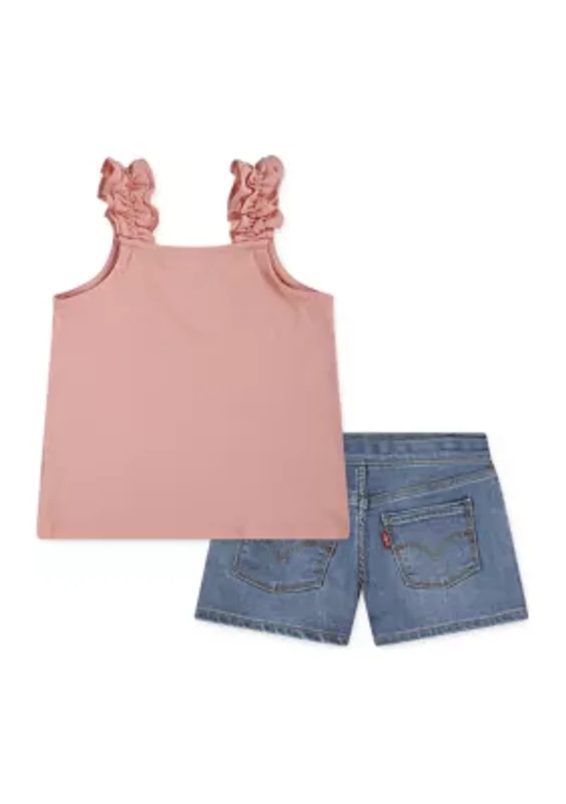Girls 4-6x Ruffle Strap Tank Top and Shorts Set