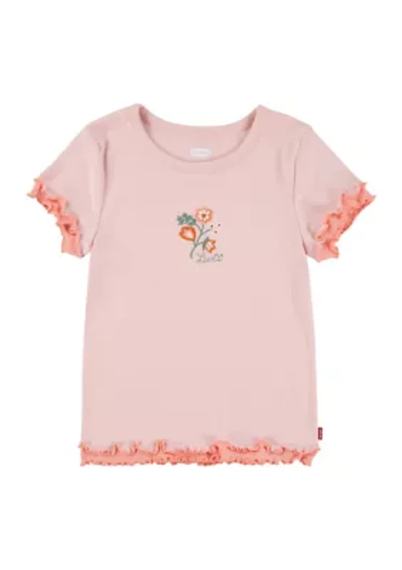 Girls 4-6x Floral Embroidery Top