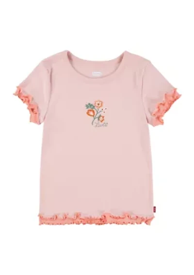 Girls 4-6x Floral Embroidery Top