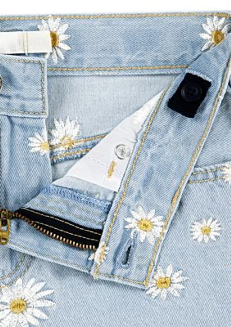 Girls 4-6x Daisy Denim A-Line Shorts