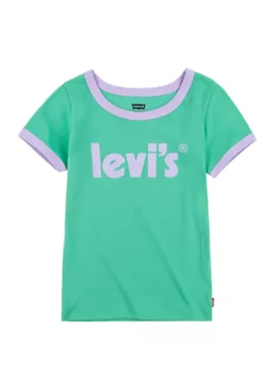 Girls 7-16 Logo Graphic Ribbed Ringer T-Shirt