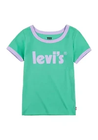 Girls 7-16 Logo Graphic Ribbed Ringer T-Shirt