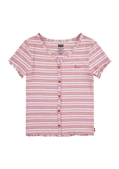 Girls 7-16 Short Sleeve Stripe Meet and Greet Top