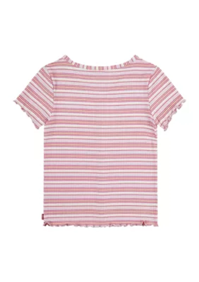 Girls 7-16 Short Sleeve Stripe Meet and Greet Top