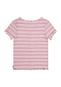 Girls 7-16 Short Sleeve Stripe Meet and Greet Top