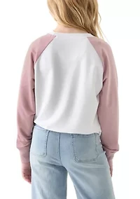 Girls 7-16 Collegiate Florals Embroidered Top