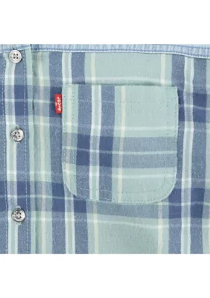 Girls 7-16 Mixed Woven Hooded Shirt