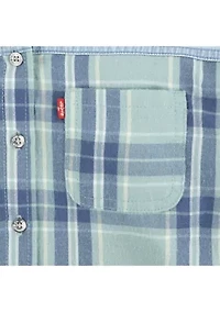 Girls 7-16 Mixed Woven Hooded Shirt