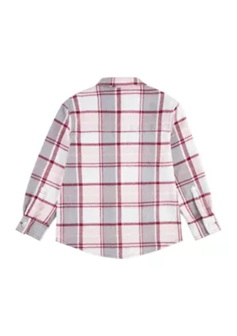 Girls 7-16 Oversized Plaid Printed Shirt