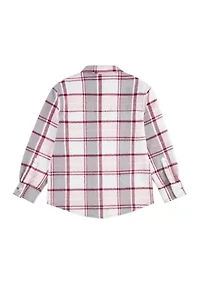 Girls 7-16 Oversized Plaid Printed Shirt