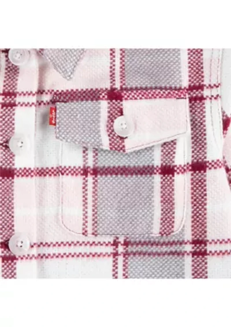 Girls 7-16 Oversized Plaid Printed Shirt