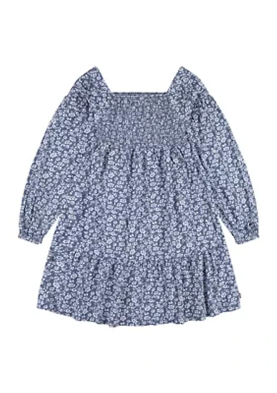 Girls 7-16 Smocked Printed Dress