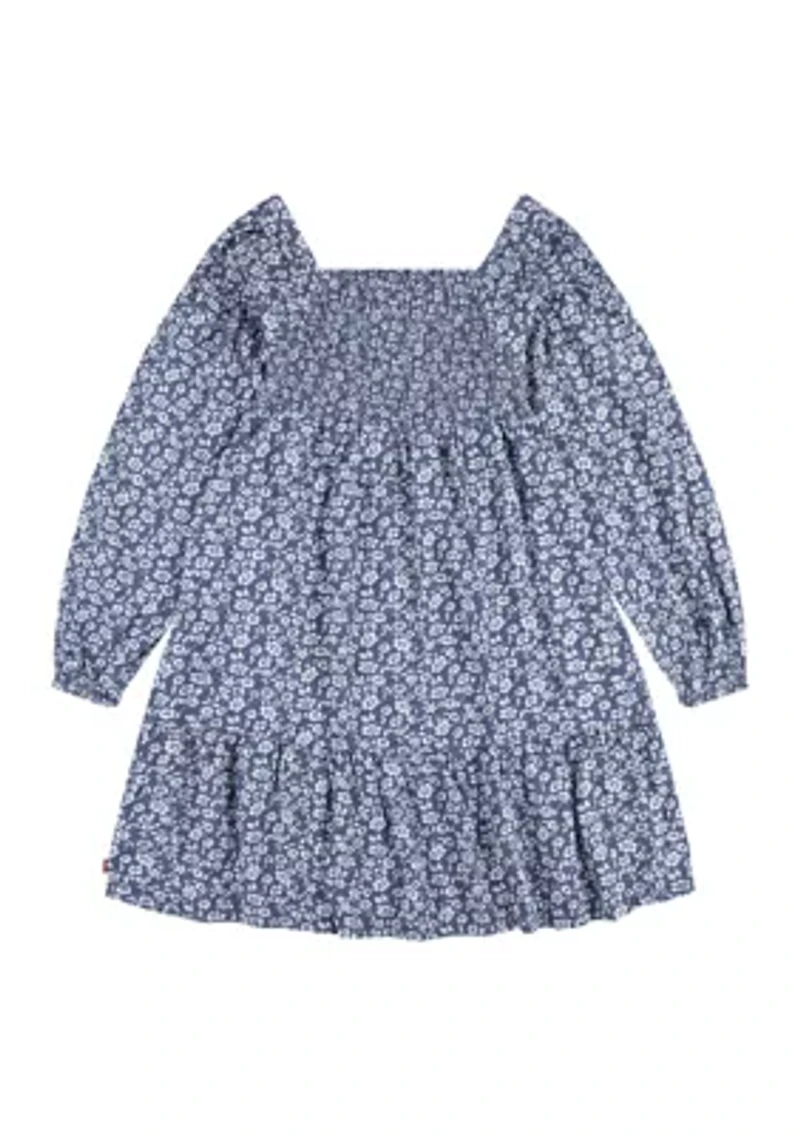Girls 7-16 Smocked Printed Dress