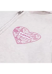 Girls 7-16 Lace Full Zip Hoodie
