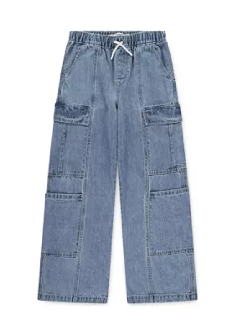 Girls 7-16 Denim Parachute Cargo Pants