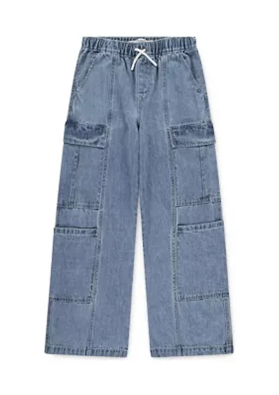 Girls 7-16 Denim Parachute Cargo Pants