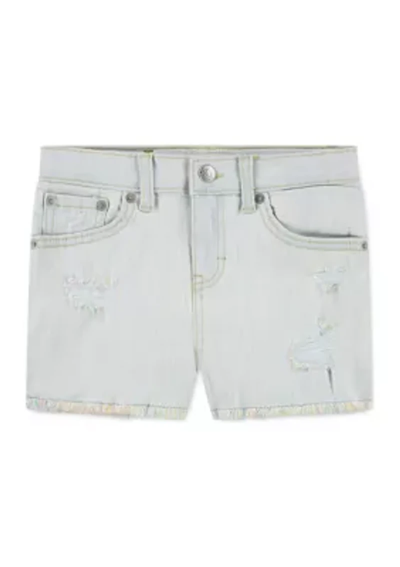 Girls 7-16 Rainbow Denim Shorts