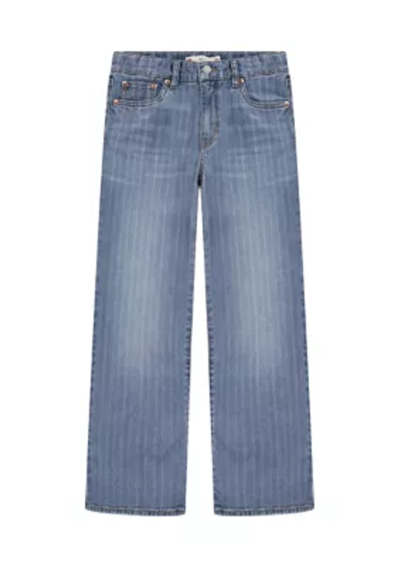 Girls 7-16 Textured Stripe Wide Leg Jeans