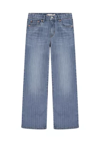 Girls 7-16 Textured Stripe Wide Leg Jeans