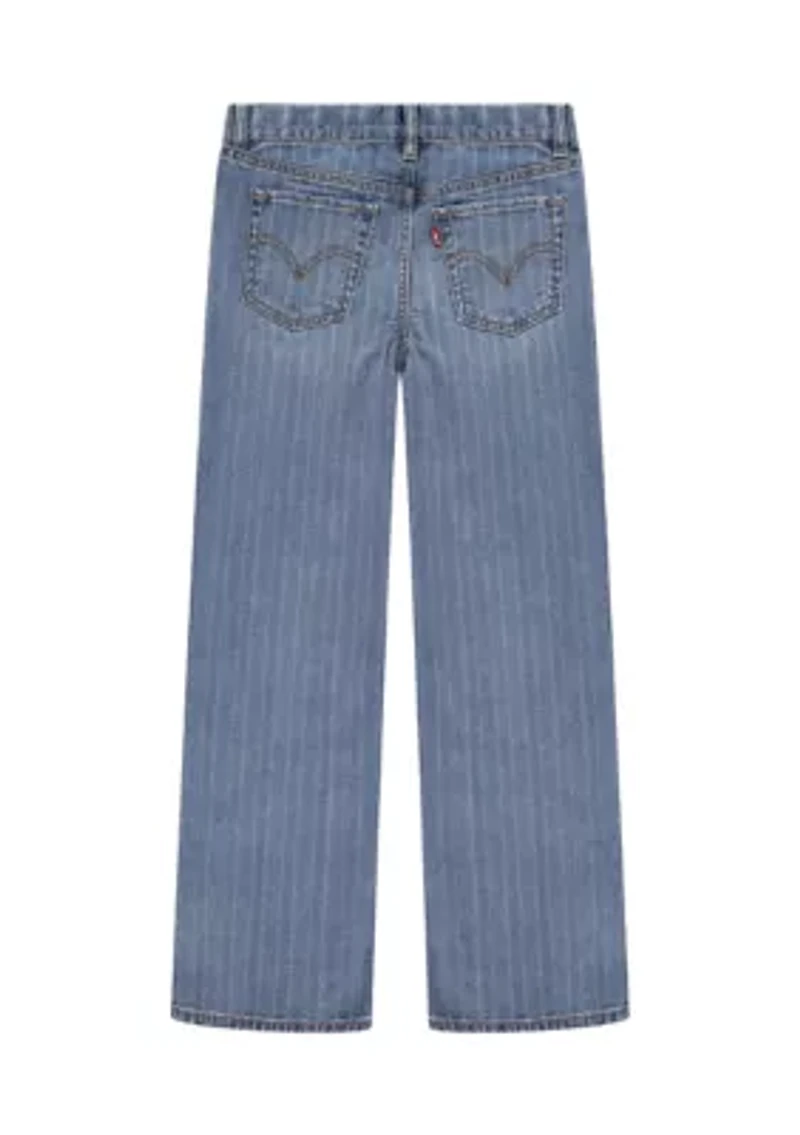 Girls 7-16 Textured Stripe Wide Leg Jeans