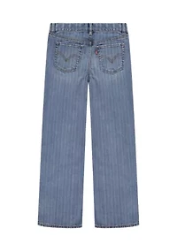 Girls 7-16 Textured Stripe Wide Leg Jeans