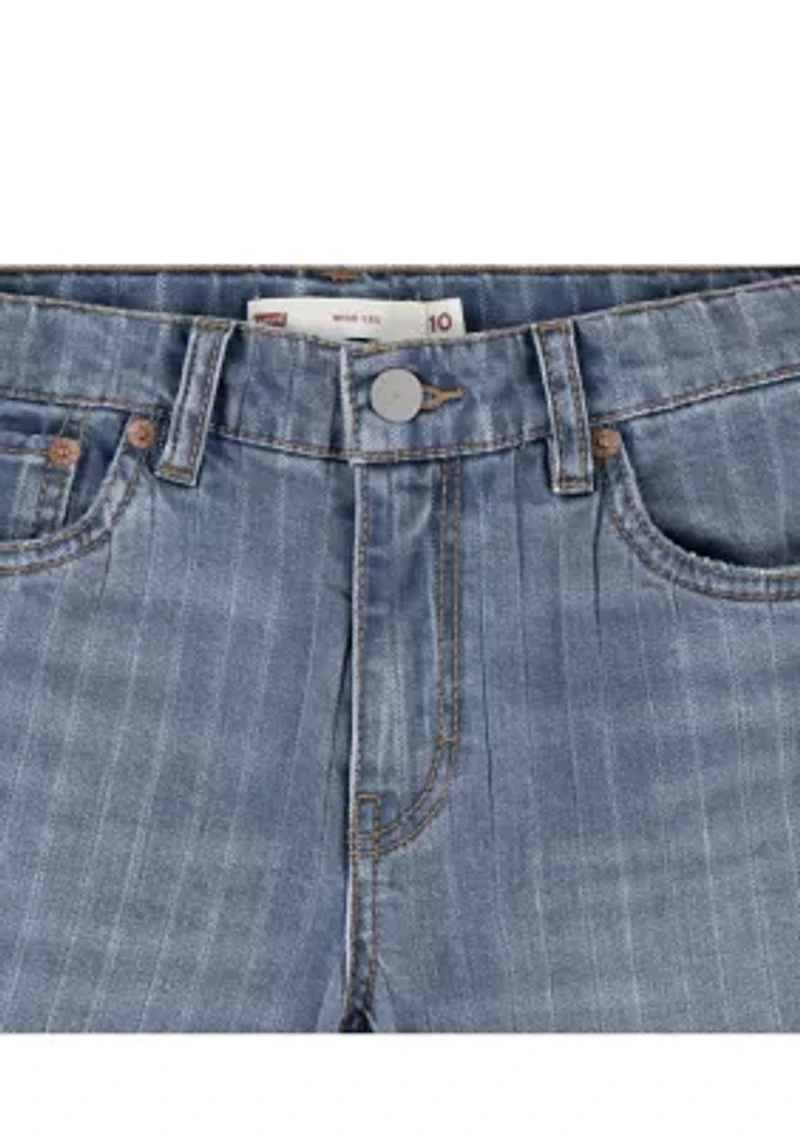 Girls 7-16 Textured Stripe Wide Leg Jeans