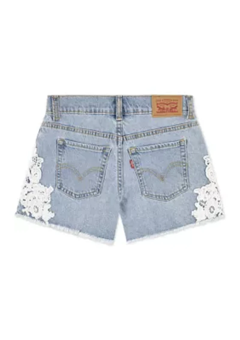 Girls 7-16 A-Line Denim Shorts with Crochet