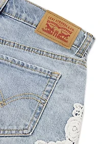 Girls 7-16 A-Line Denim Shorts with Crochet