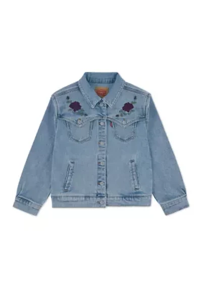 Girls 7-16 Oversized Western Trucker Jacket