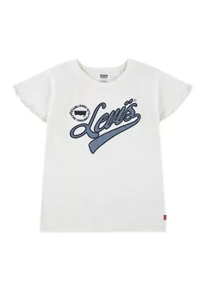 Girls 7-16 Ruffle Sleeve Logo Graphic T-Shirt