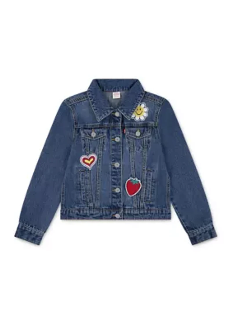 Girls 7-16 Denim Trucker Jacket with Patches